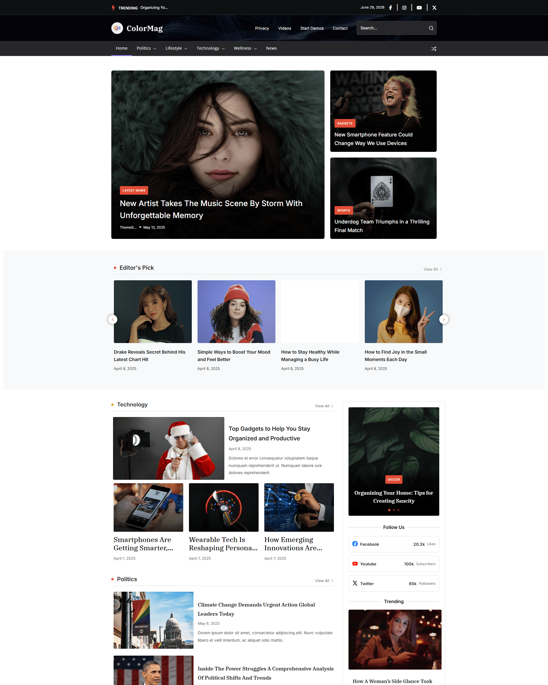 ColorMag full homepage